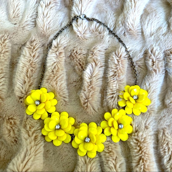 J. Crew Jewelry - J. Crew Yellow Flower Sparkling Crystal Necklace